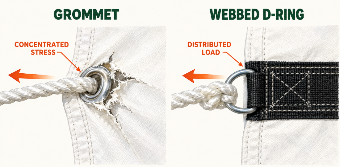 D-Rings vs. Grommets: How Tie-Down Points Affect Wall Tent Strength