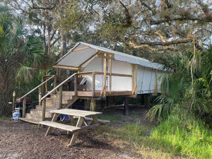 Camping House tent with an extended fly