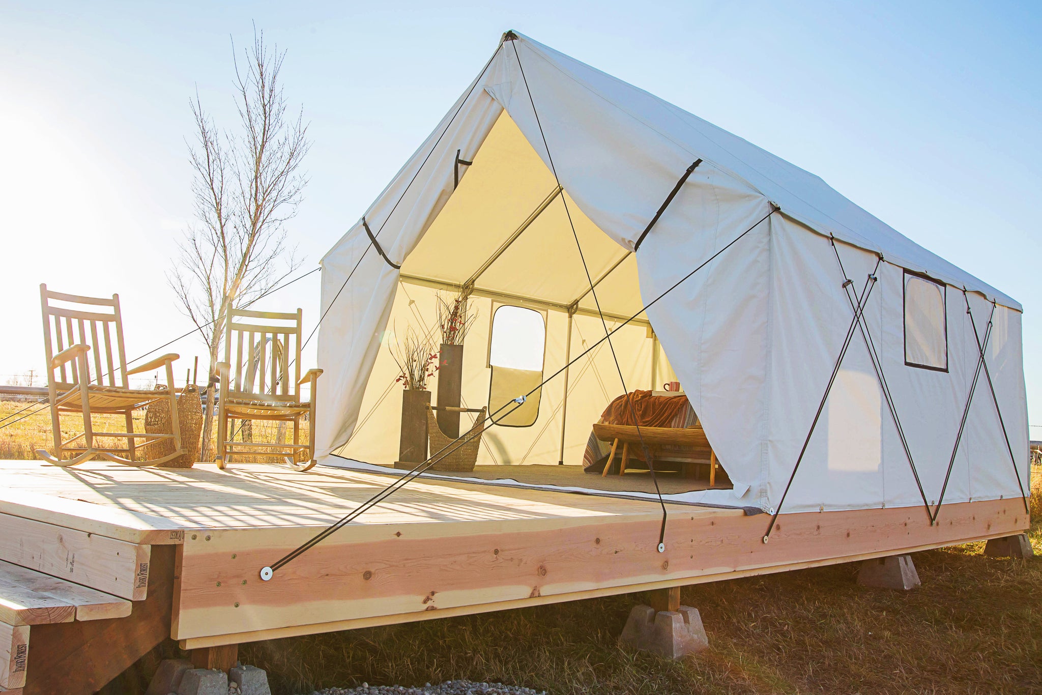 Wall Tent Shop Luxury Tents for sale on Platform with Large Deck