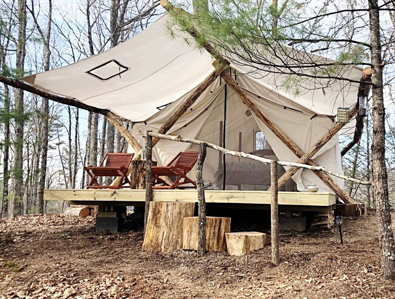 Glamping Tent on Wood Platform